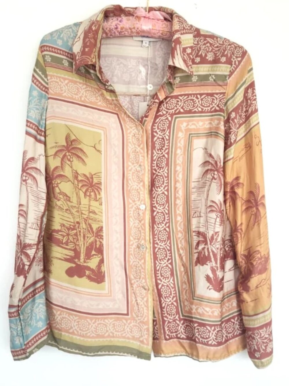 ✨NEW! Luxury CALYPSO St Barth Farm Rio Print Rayon Silk Button up Shirt Top $379 - Picture 3 of 10